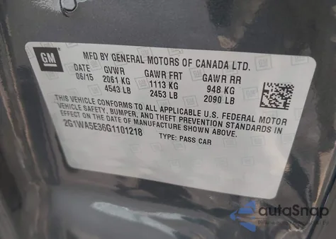 2016 Chevrolet Impala Limited Ls from USA, damaged, VIN 2G1WA5E36G1101218